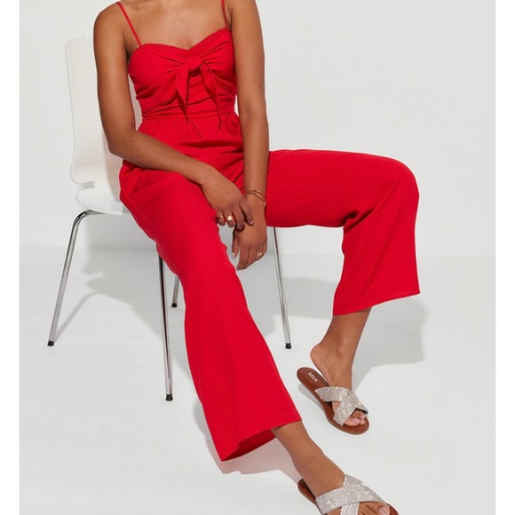 Francesca’s Collection Jumpsuit Womens Dress Small Red Audrey Parks New - Picture 10 of 11